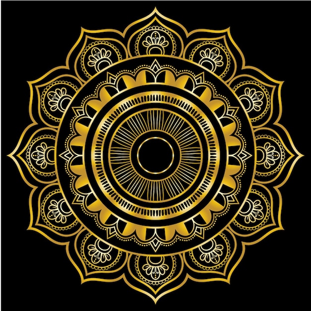 Multicolor gradient mandala on black background
