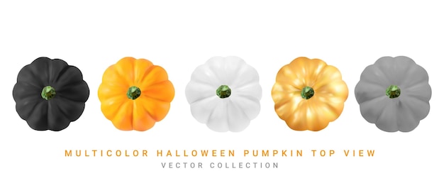 Multicolor Halloween pumpkin set vector