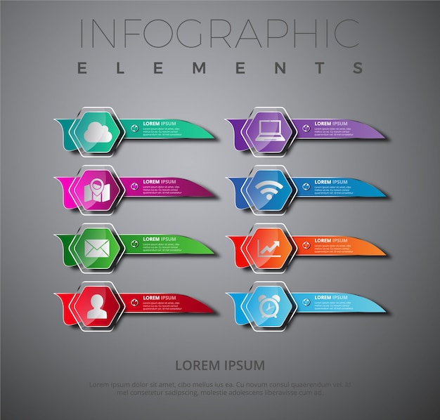 Multicolor infographic banners collection