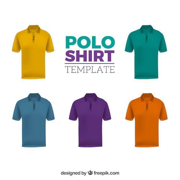 Vettore modello multicolore della camicia di polo dell'uomo