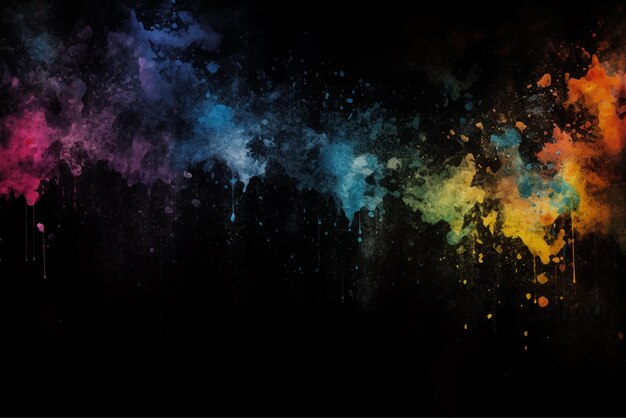Vector multicolor paint stains on dark background