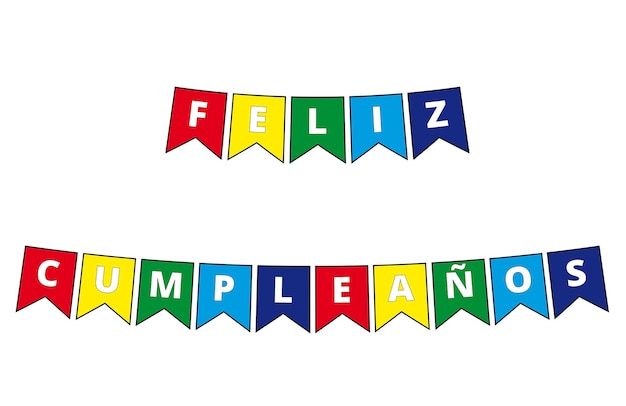 Vector multicolor penant feliz cumpleanos banner on a white background tradhappy birthday