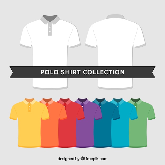 Vettore collezione multicolore della camicia da polo