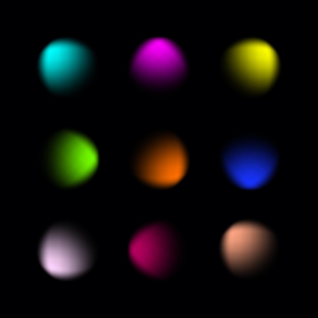 Vector multicolor vector glowing circles on black background