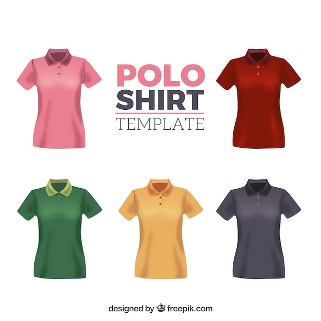 Vettore modello multicolore camicia di polo donna