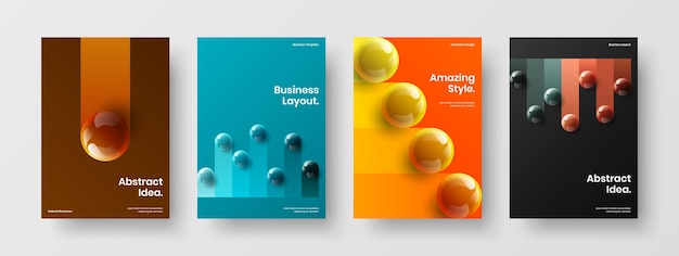 Multicolored 3d balls company cover concept set