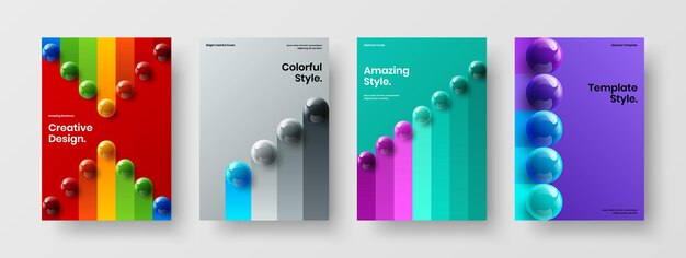 Multicolored 3D balls flyer concept composition