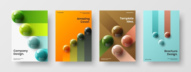 Multicolored 3D spheres catalog cover illustration composition