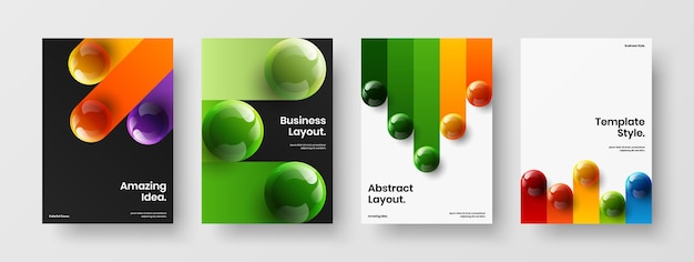 Multicolored 3D spheres cover template composition