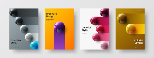 Multicolored 3D spheres magazine cover concept collection