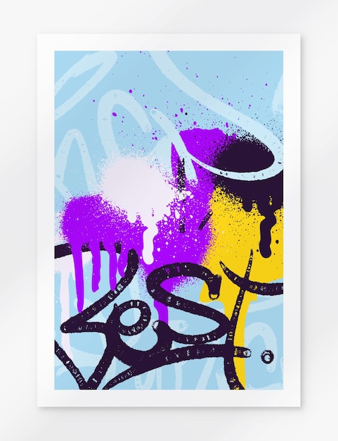 Vector multicolored background poster graffiti letters bright colored inscriptions in the style of graffi