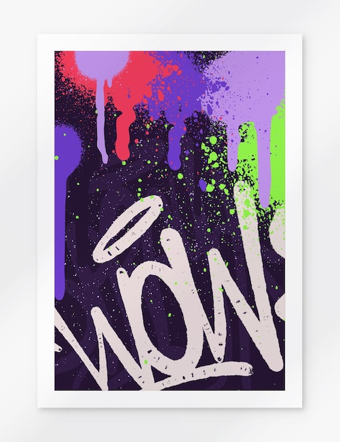 Vector multicolored background poster graffiti letters bright colored inscriptions in the style of graffi