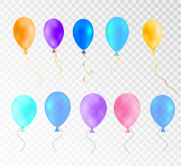 Multicolored balloons template for greeting illustrations
