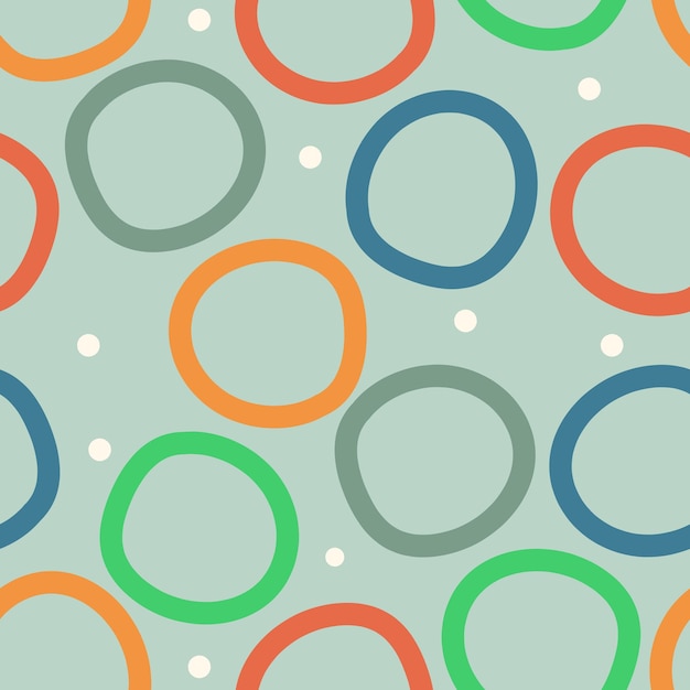 Multicolored circles on a green background Vector seamless background attractive design childish