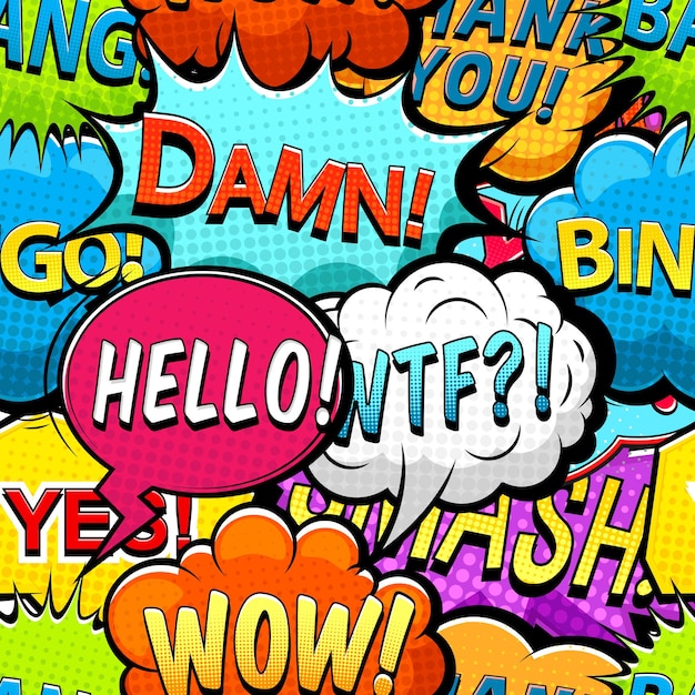 Multicolored comics speech bubbles seamless pattern