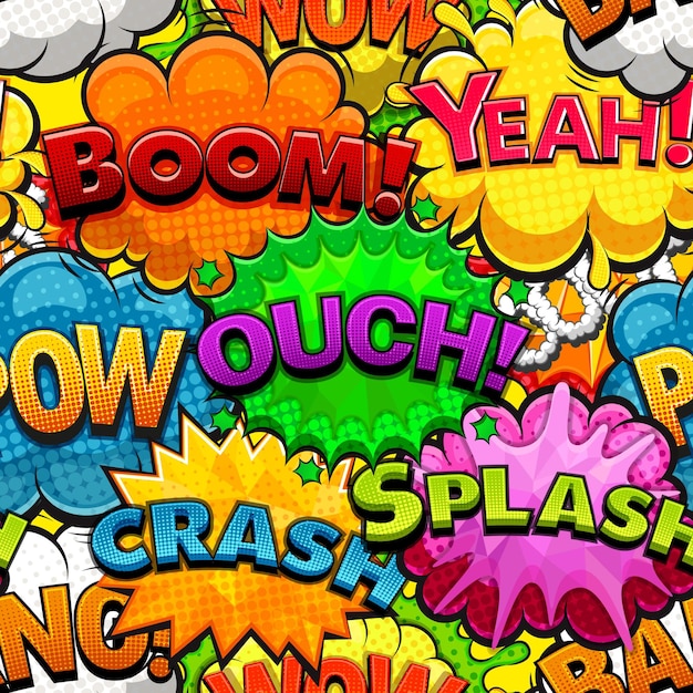 Multicolored comics speech bubbles seamless pattern