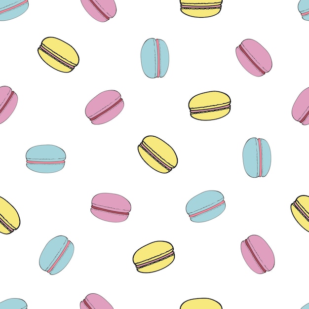 multicolored cookies with jam seamless pattern on white background