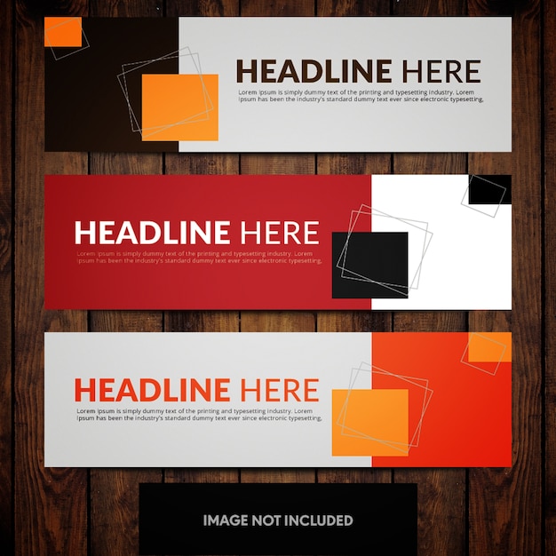 Multicolored corporate banner designs with squares