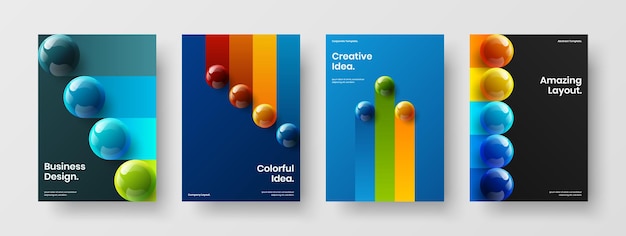 Multicolored corporate brochure A4 design vector concept bundle