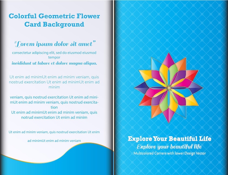 वेक्टर multicolored geometric cosmos flower brochure template design vector