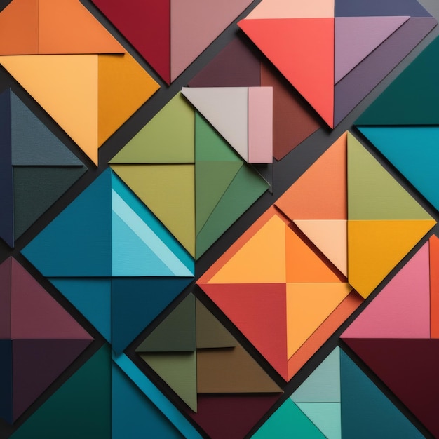 multicolored geometric triangle on black background 3D rendering multicolored geometric triang