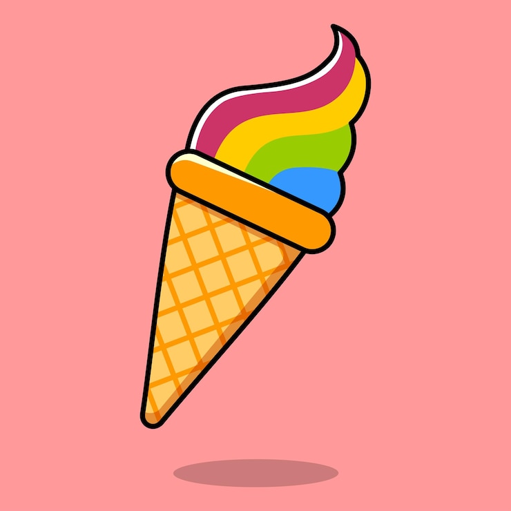Vector multicolored ice cream cone vector illustration