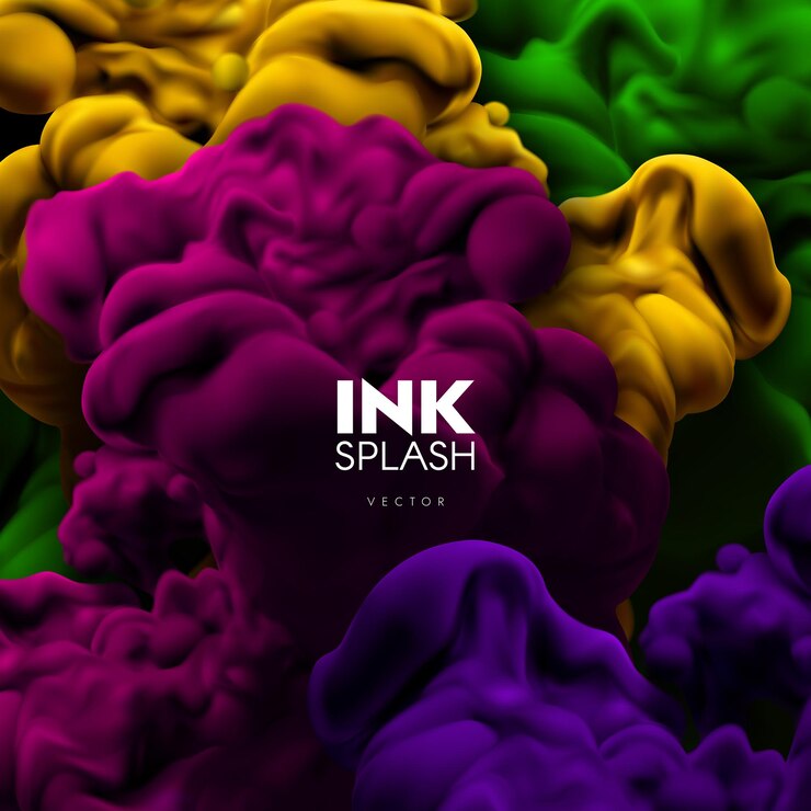 Vector multicolored ink splash background