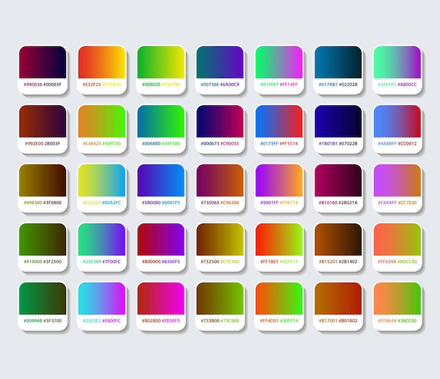 Vector multicolored palette with hex