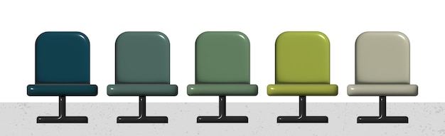 Multicolored realistic chairs in a football stadium 3d illustration