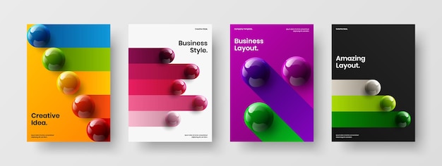 Multicolored realistic spheres flyer template bundle