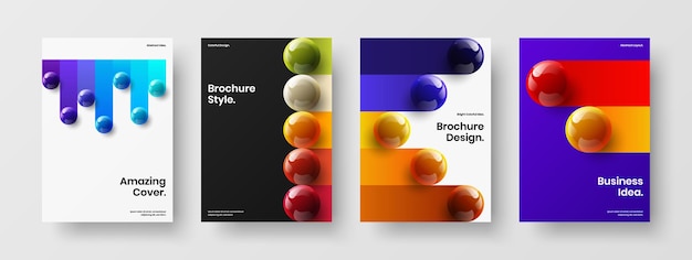 Multicolored realistic spheres handbill illustration collection