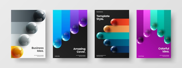 Multicolored realistic spheres journal cover template collection