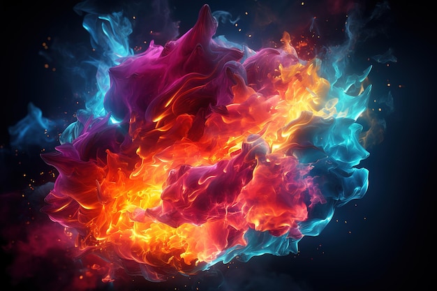 Vector multicolored red purple blue mist smoke abstract nebula 3d rendering