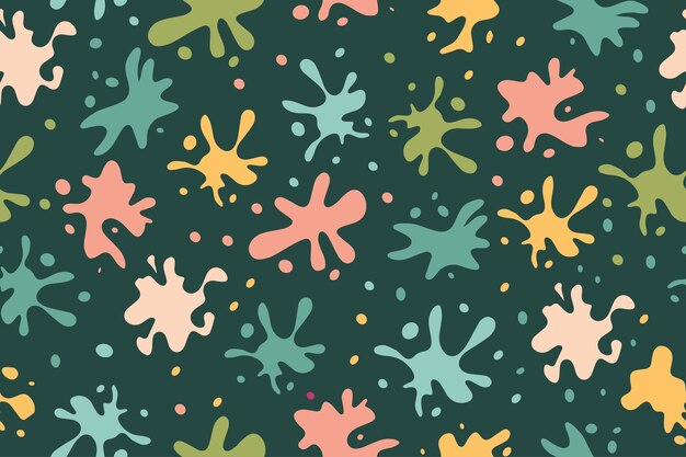 multicolored spots and drops of paint seamless pattern on a green background fashionable artistic background of multicolored spots and splashes for your design vector