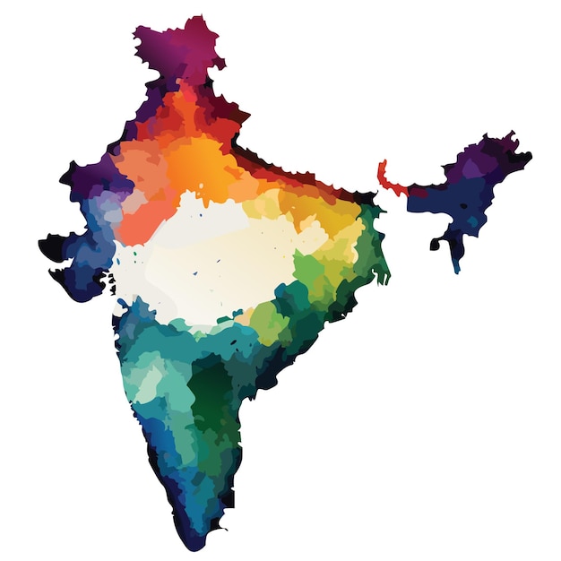 Multicoloured map of India