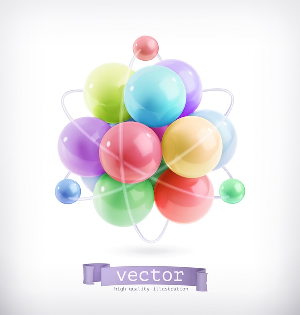 Vector multicoloured molecule, vector illustration