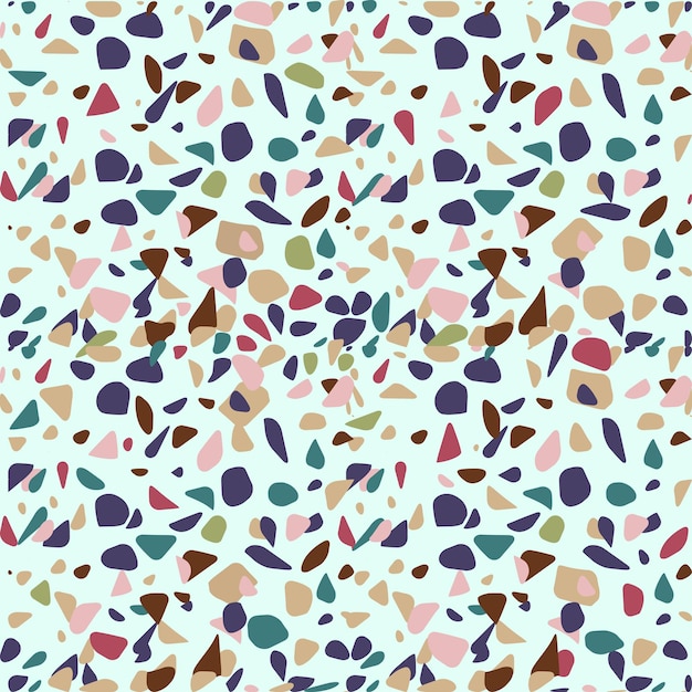 Vector multicoloured repeatable terrazzo stone texture seamless pattern of colored pieces