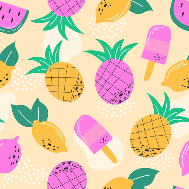 Multicoloured summer fruits seamless pattern for wallpaper wrapping and textile