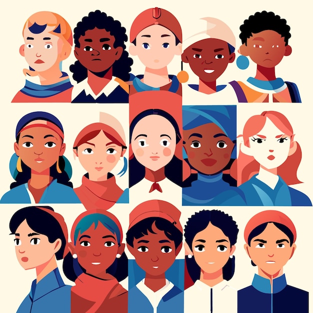 Multicultural Group of Young Characters Vector Art
