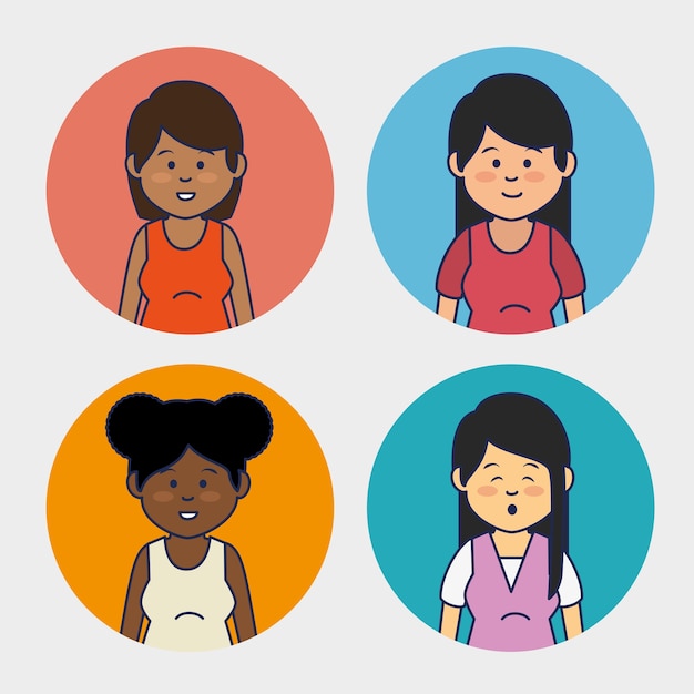 Vector multicultural people avatars icon