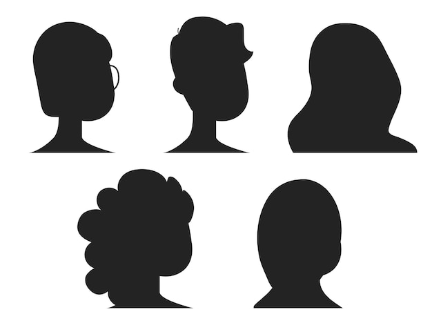 Multicultural women various female Vector Silhouettes Collections