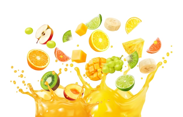 Вектор Мультифруктовый сок, фруктовая смесь, всплеск в волне коронавируса