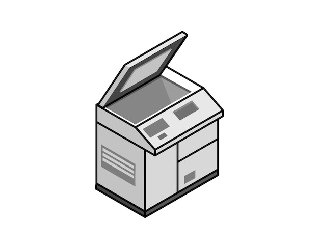 Multifunction printer isometric design icon Vector web illustration 3d colorful concept