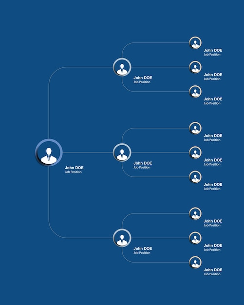 Struttura di gestione aziendale multilivello gerarchia aziendale infografica con elementi rotondi