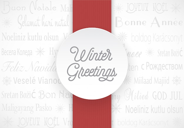 Multilingual winter greetings vector card