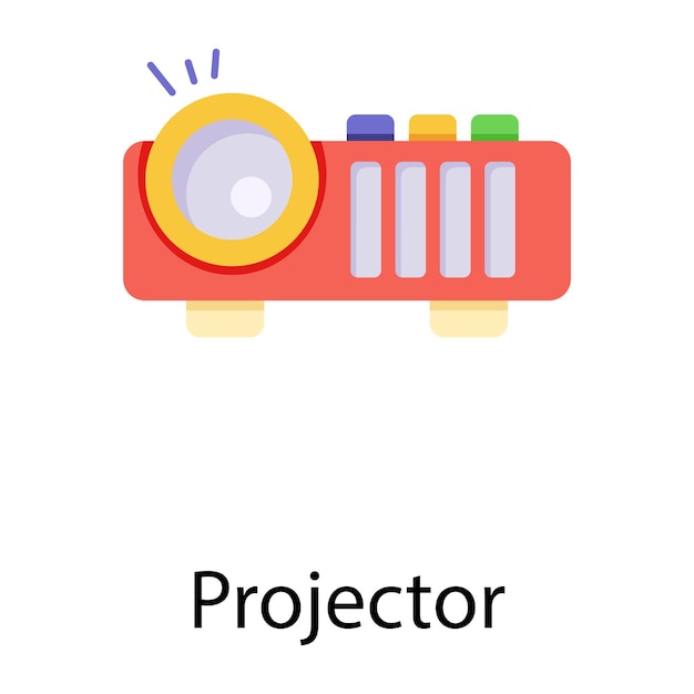 Multimedia-apparaat, plat icoon van projector