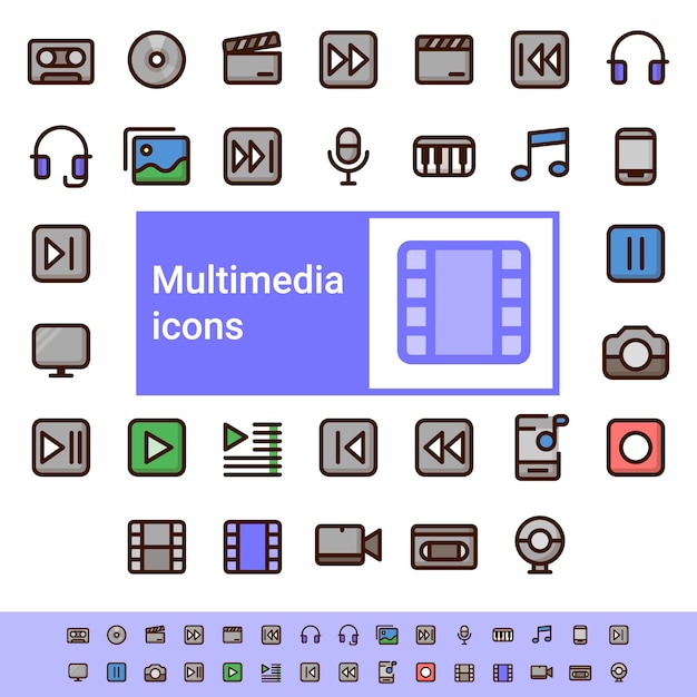 Multimedia color icons