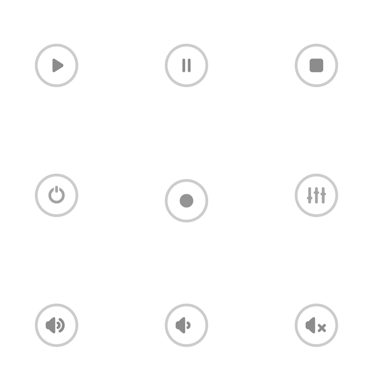 Vector multimedia control and navigation icon set