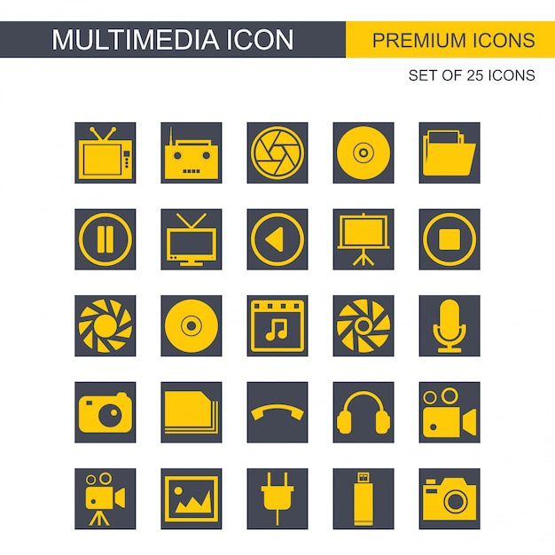 Multimedia icons set vector