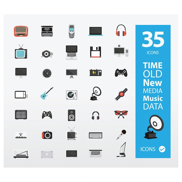 Vector multimedia and music icons